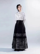 Mamian Skirt two-piece set, modern Ming-style black Hanfu for spring and plus-size womena