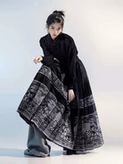 Mamian Skirt two-piece set, modern Ming-style black Hanfu for spring and plus-size womena