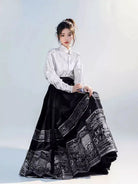 Mamian Skirt two-piece set, modern Ming-style black Hanfu for spring and plus-size womena