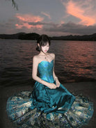 Mamian Skirt half skirt with brocade jacquard and double-warp weaving Hanfu design