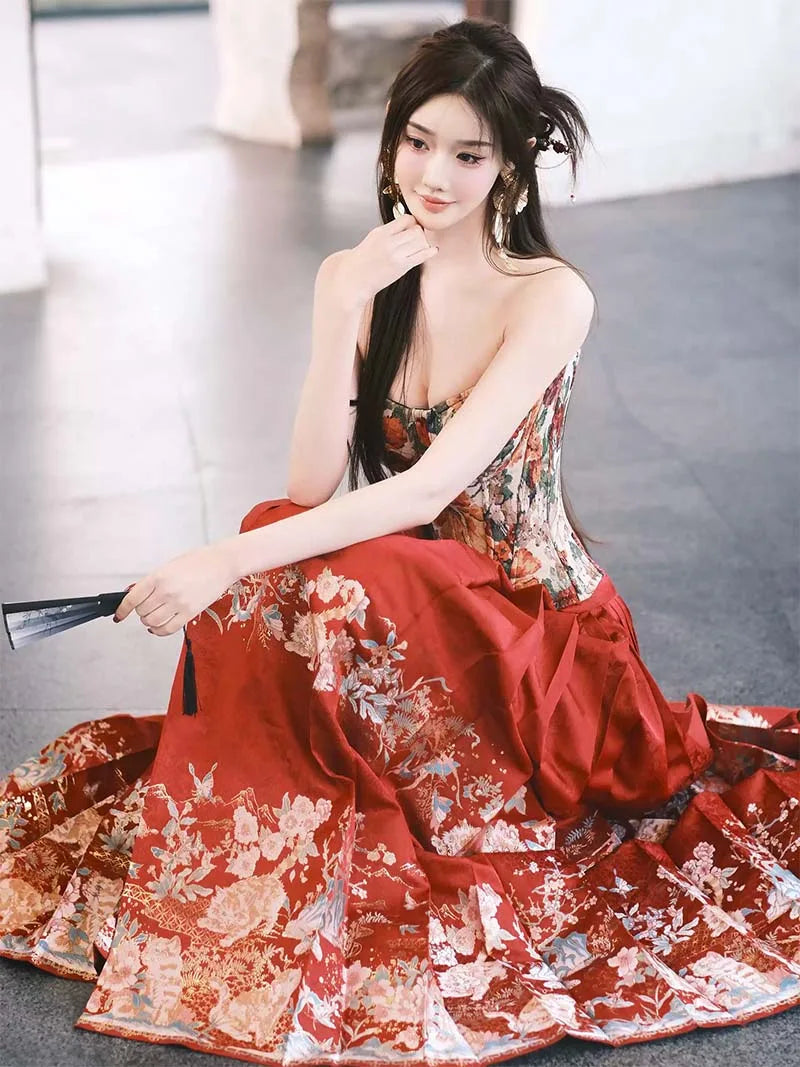 Mamian Skirt original brocade half skirt with double-warp weaving Hanfu craftsmanship