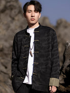 Mens Black Jacket Loose Tang Style Coat