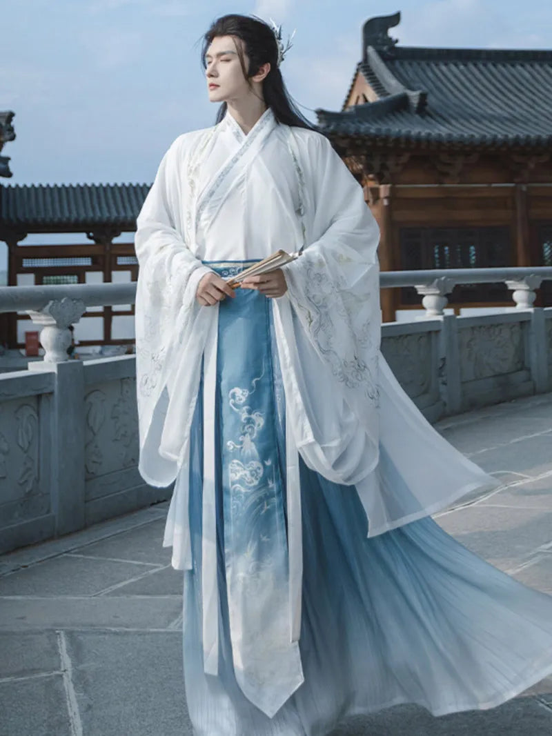 Men's Hanfu Wei Jin Gradient Ruqun Traditional Robe