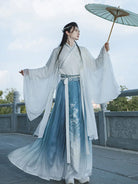 Men's Hanfu Wei Jin style gradient ruqun with traditional Chinese cross-collar design