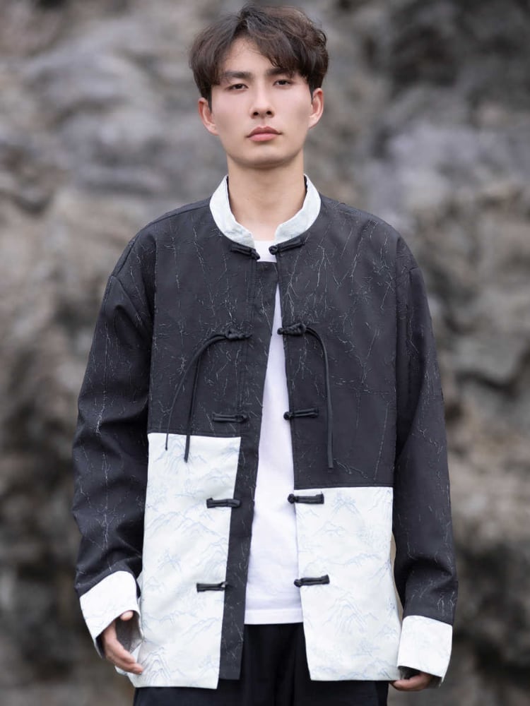 Mens Long Sleeve Shirts Loose Tang Suit Jacket