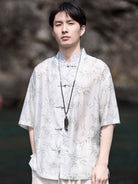 Mens Short Sleeve Shirts Ice Silk Tang Suit