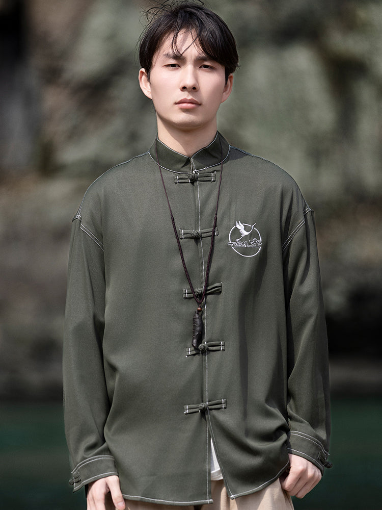 Men’s Tang Suit Jacket Embroidered Shirt