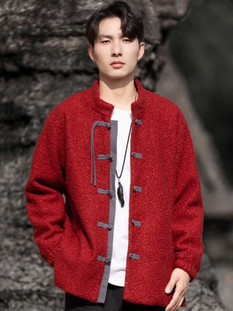 Men’s Wool Winter Coat loose Tang Suit Jacket