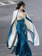 Bamboo-themed modern Hanfu dress, Song-style three-piece set with embroidered Tencel fabric, elegant and daily wear