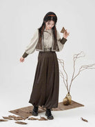 Modern Hanfu Female Embroidered Vest Shirt and Bloomers