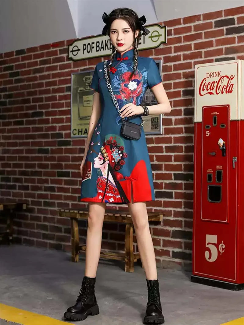 Stunning Modern Qipao Designs 2025 | Elegant Short Blue Chinese Dress