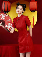 Elegant Modern Wedding Qipao Red Short Chinese Bridal Dress