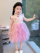 Modern Pink Floral Tulle Qipao Dress for Girls