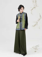Embroidered Hanfu 3-Piece Vest Set with Wide-Leg Pants