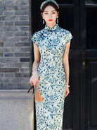 Short Sleeve Pixelated Long Cheongsam | Ida