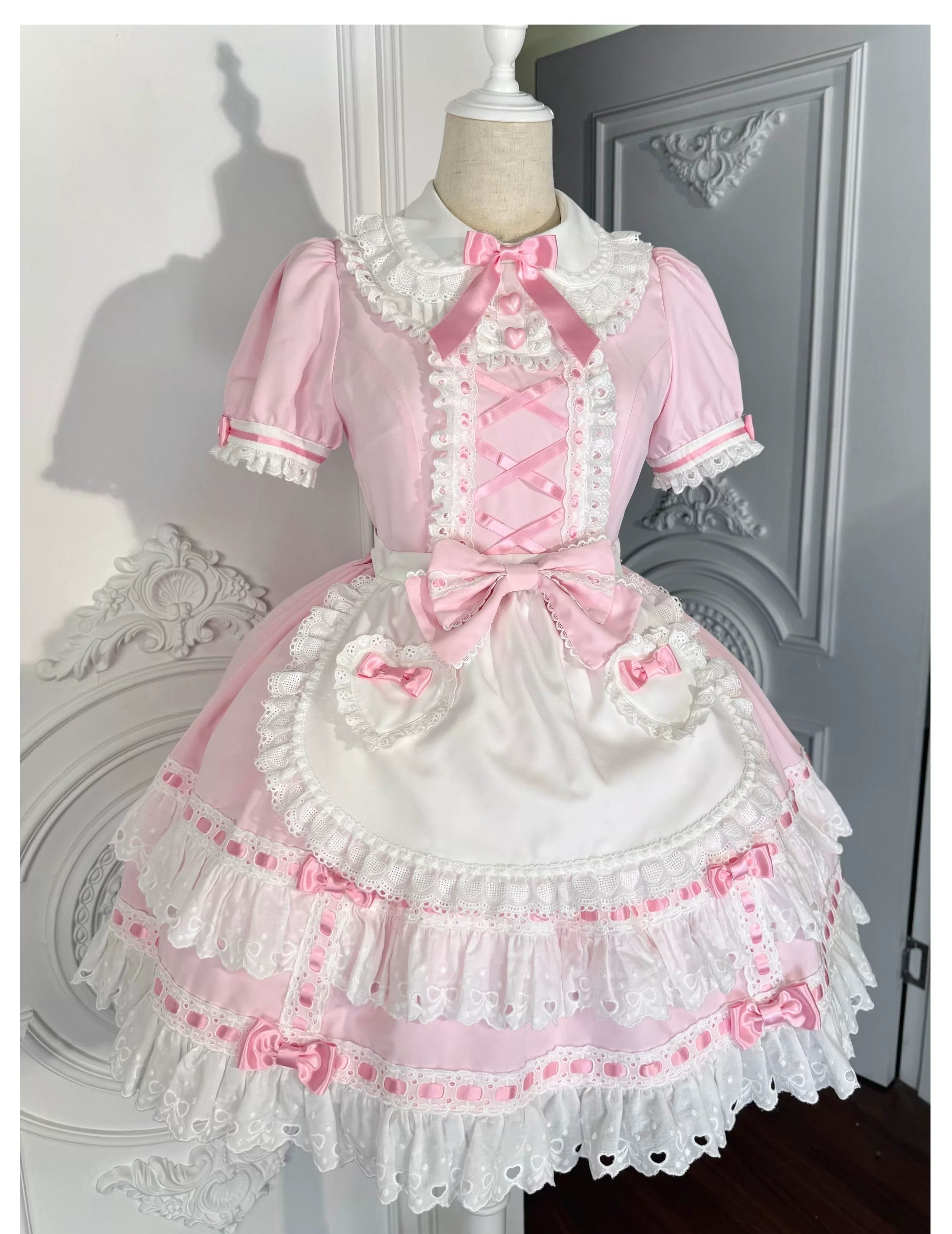 Ribbon Story - Sweet Lolita Short Sleeve OP Dress, Peter Pan Collar