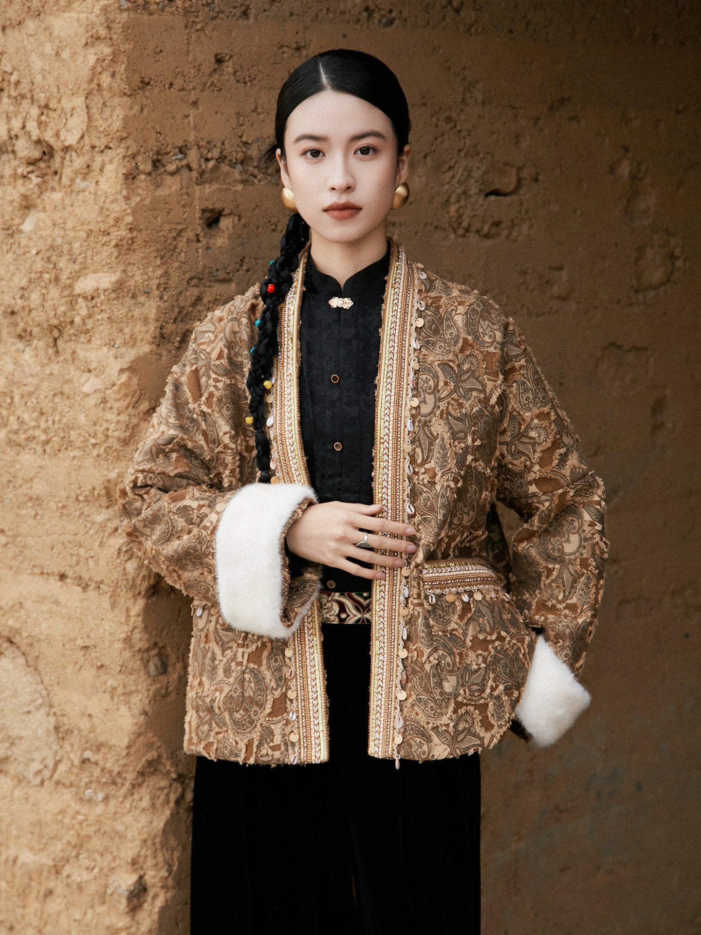 New Chinese and Ethnic Style Jacquard Cut Jacket - Qingheng 清珩