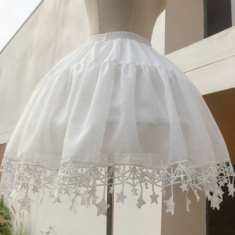 Adjustable Lolita Puffy Hoop Petticoat With Star Hem