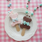 Kawaii Lolita Necklace Bear Biscuit Ice Cream Handmade Clay Necklace