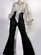 Rose and Sword - Ouji Lolita Jacquard Blouse & High Waist Pants Suit