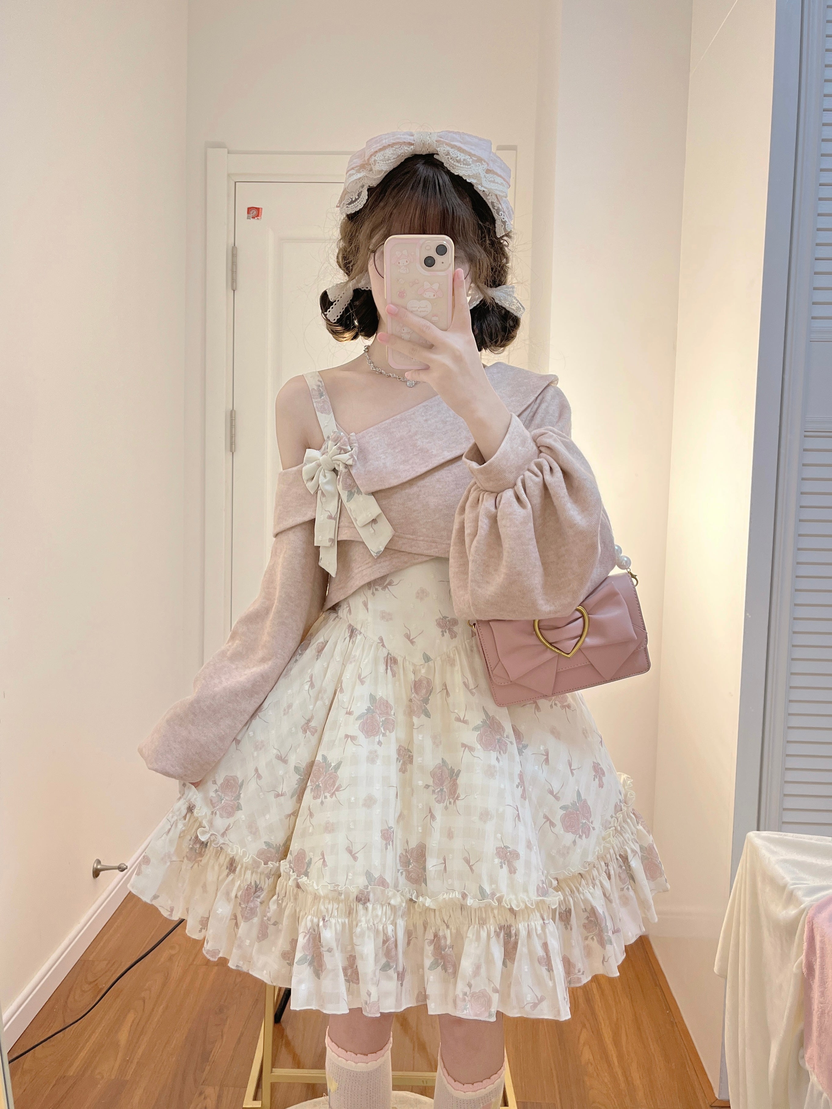 Twilight Rose - Sweet Lolita Floral Print JSK Dress and Sweater