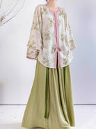 Ming Dynasty Modern Hanfu Round Collar Top and Elastic Skirt - Spring Branch 春枝