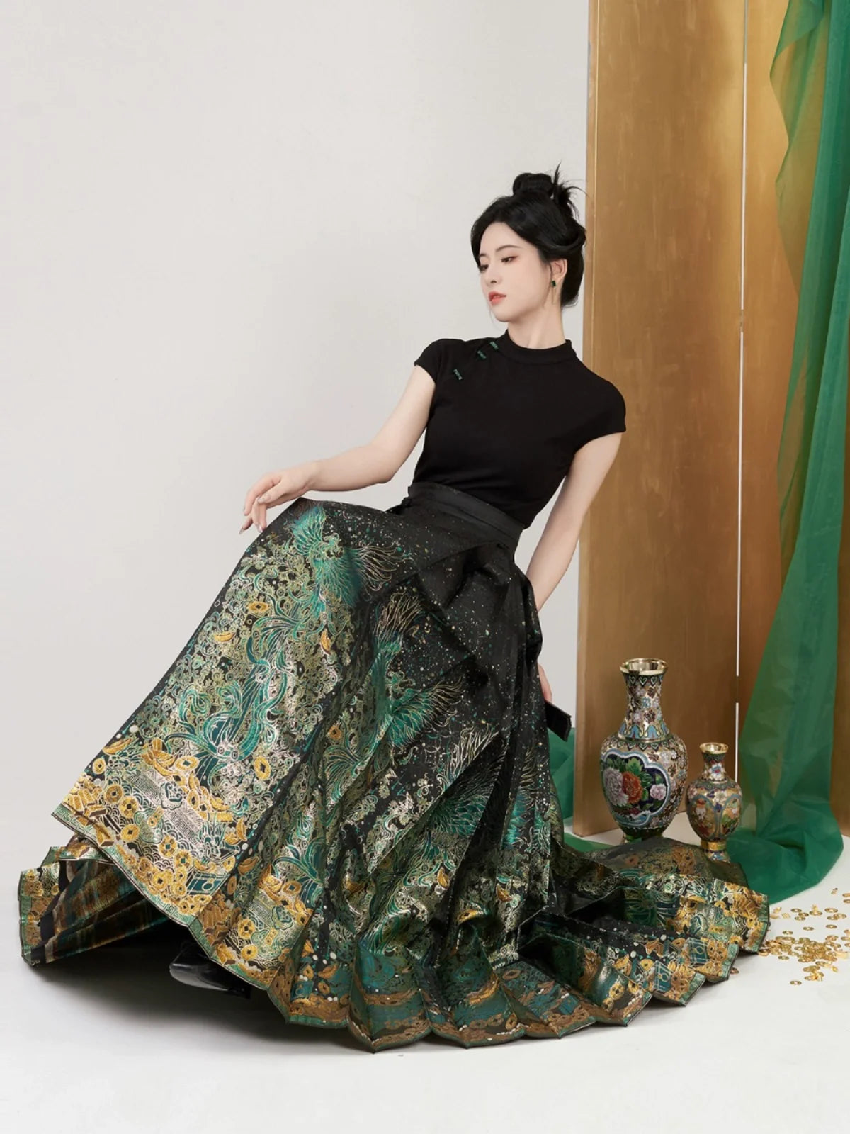 Chinese Blouse & Mamian Skirt Outfit | Bronze Money Tree 青铜摇钱树