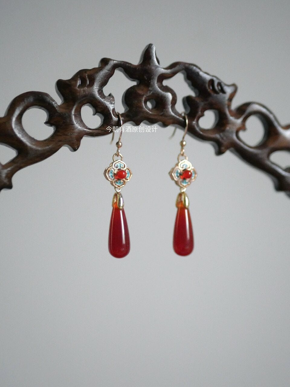 Oriental Ruby Earrings | Hanfu Jewelry