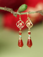 Festive Red Agate Earrings | Hanfu Jewelry