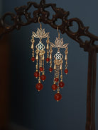 Blooming Lotus Red Agate Bridal Earrings | Hanfu Jewelry