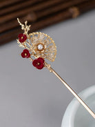 Oriental Plum Fan Hair Stick | Ancient Chinese Hair Accessory