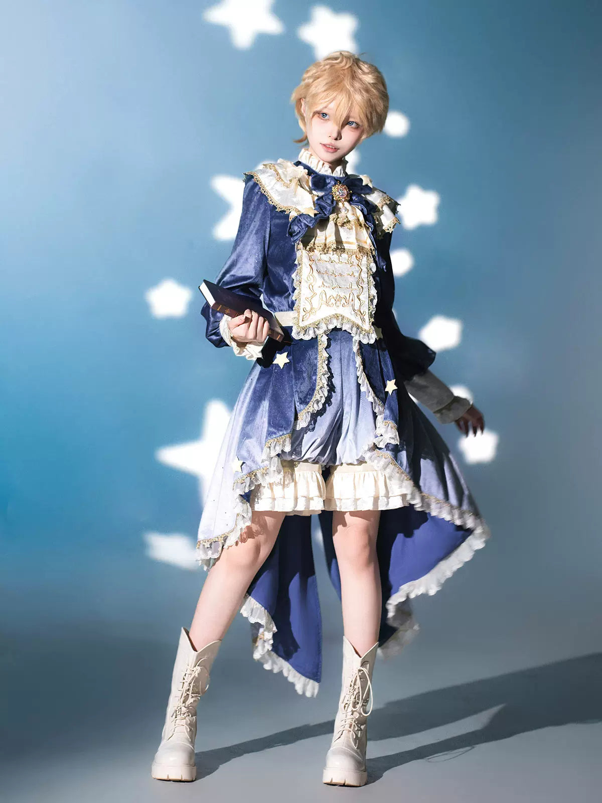 Dream Cloud - Ouji Lolita High-Low Tailcoat, Puffy Lantern Shorts