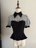 Laura's Reply - Gothic Lolita Striped Patchwork Blouse