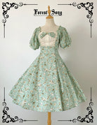 Pastoral Poem - Elegant Lolita OP Dress Floral Print 6-Piece Cut Lolita Dress