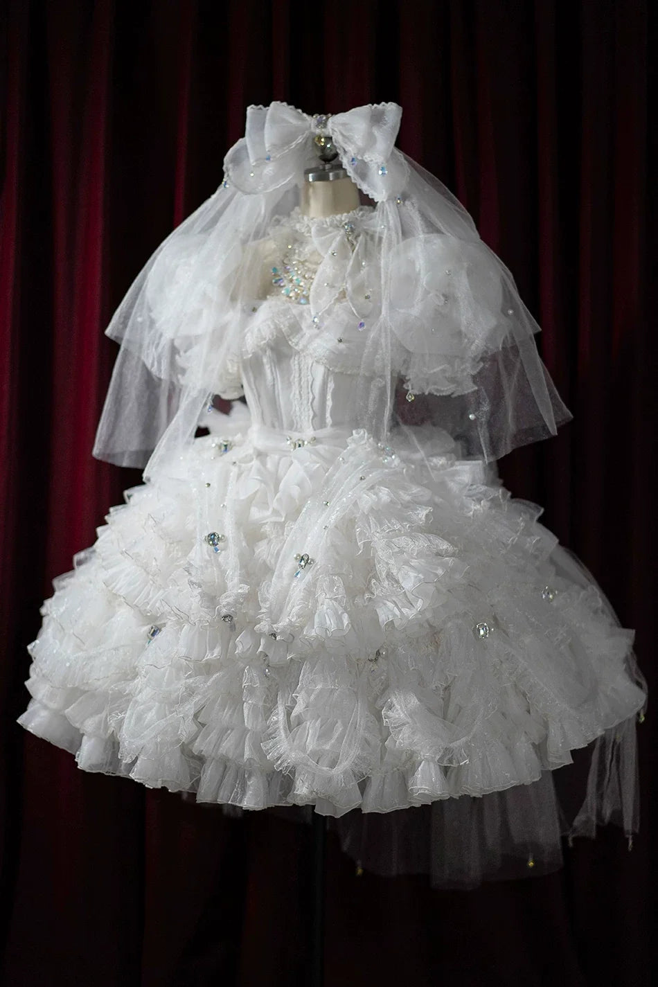 Sweet Lolita Accessories, Bow & Crystal Decor for Tea Party
