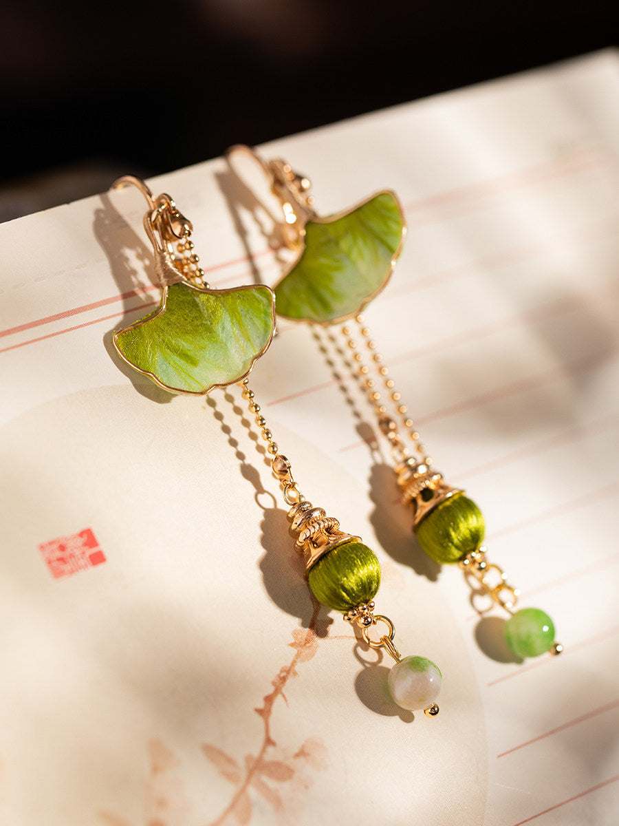 Sage Velvet Flower Earrings | Hanfu Jewelry