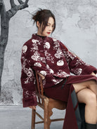 New Chinese Style Bamboo Leaf Full Moon Chenille Winter Jacket - Chixiao 赤霄