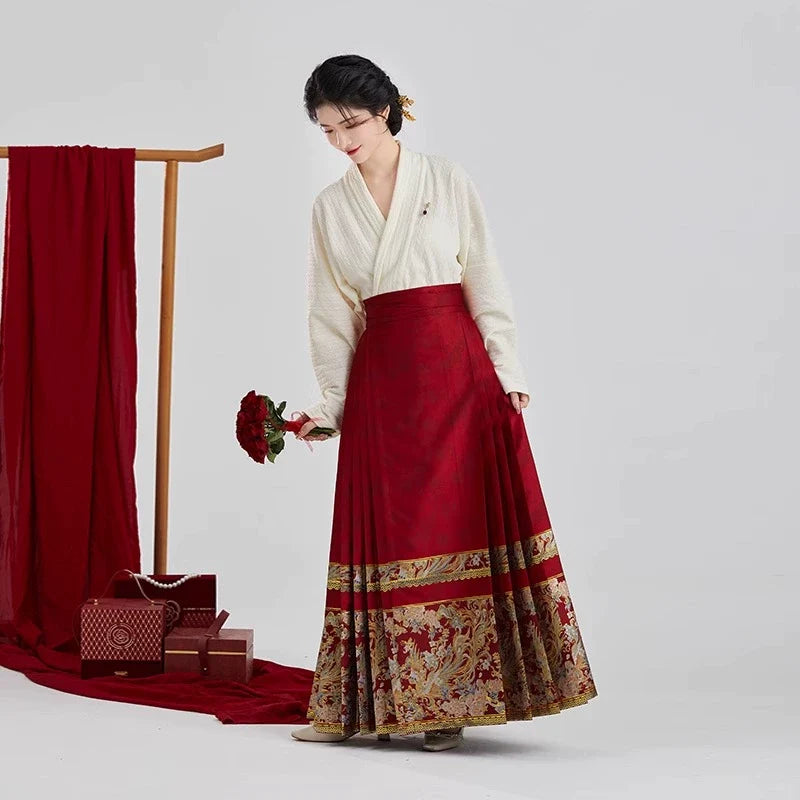 Ming Dynasty New Chinese Wedding Hanfu Bridal Tea Ceremony Outfit - Bliss 缔结 (Preorder)