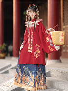 Ming Dynasty Koi Embroidered Flower Wedding Hanfu with Printed Mamianqun | Koi 锦鲤