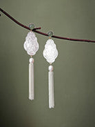 Pearl Agate White Butterfly Shell Earrings | Hanfu Jewelry