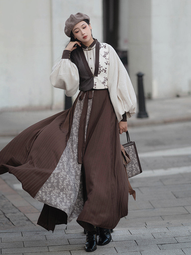 British Literature and Art Hanfu Vest and Eight Panel Skirt - Late Autumn 晚来秋 (Preorder)