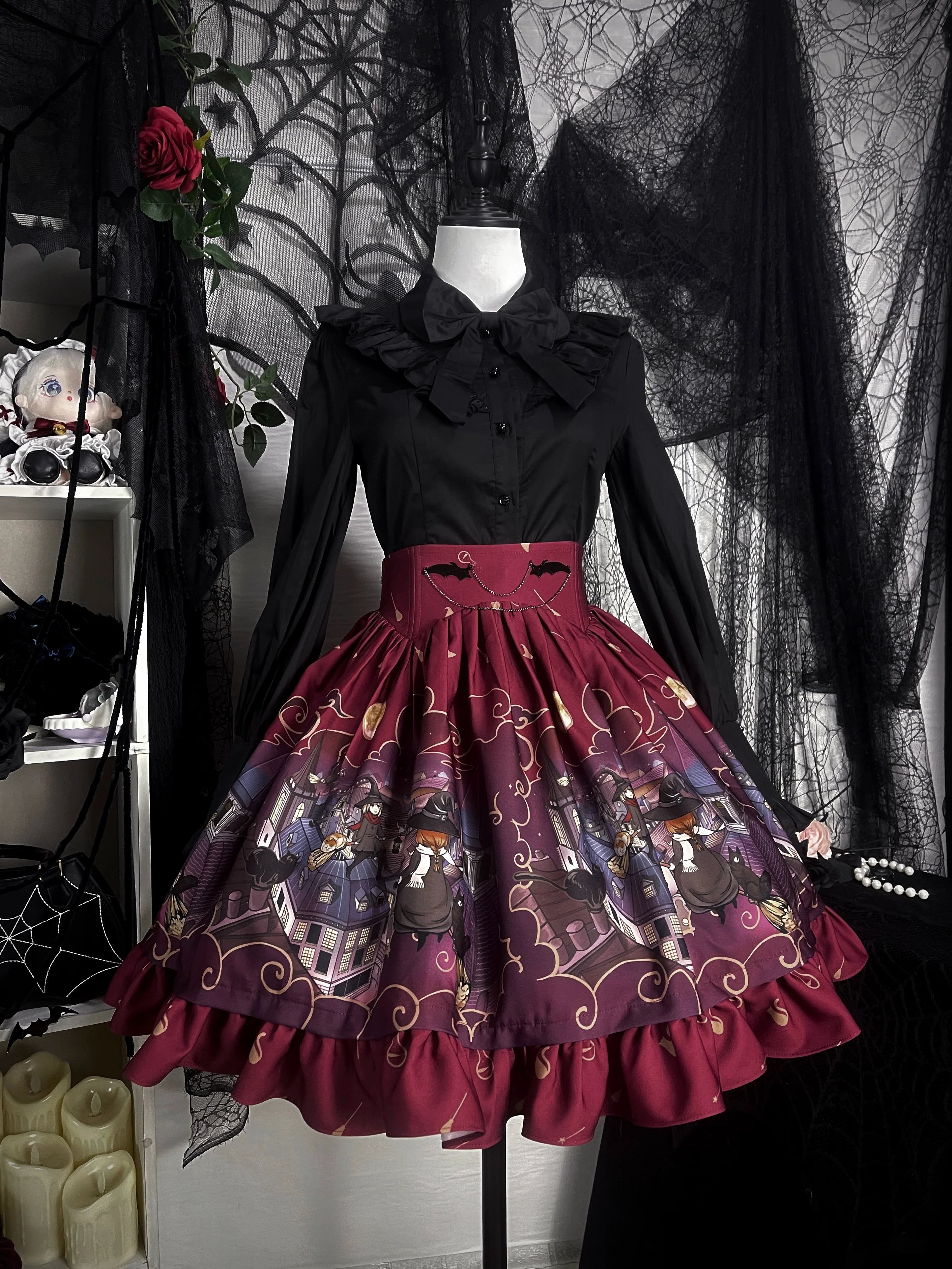 Witching Night - Gothic Lolita SK Halloween Chiffon Skirt
