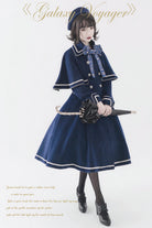Galaxy Traveler - Classic School Lolita Overcoat with Detachable Cape and Bow
