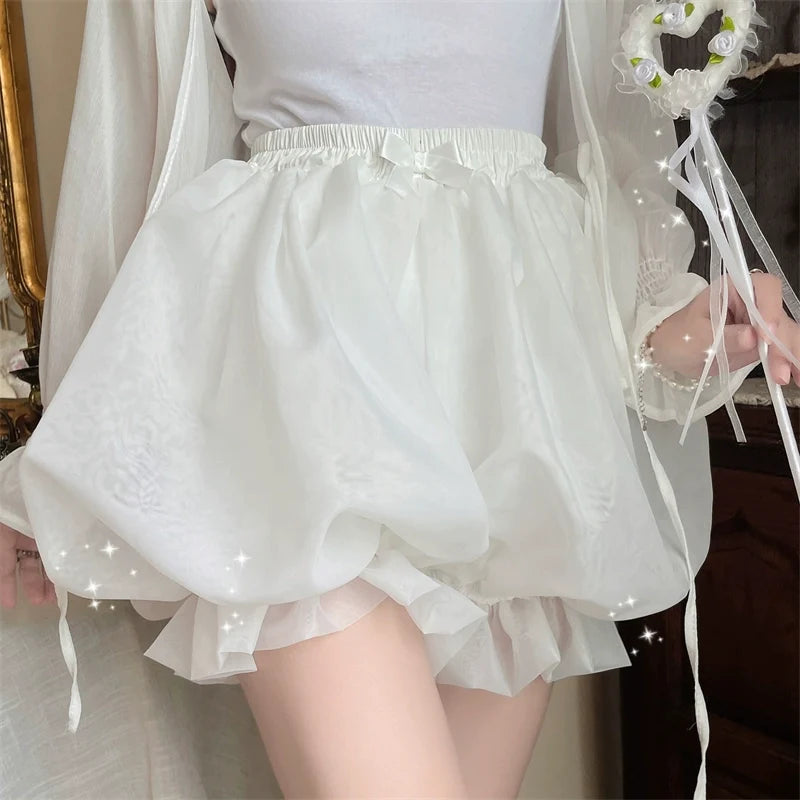 Casual Lolita Bloomers, Solid Color Organza Shorts