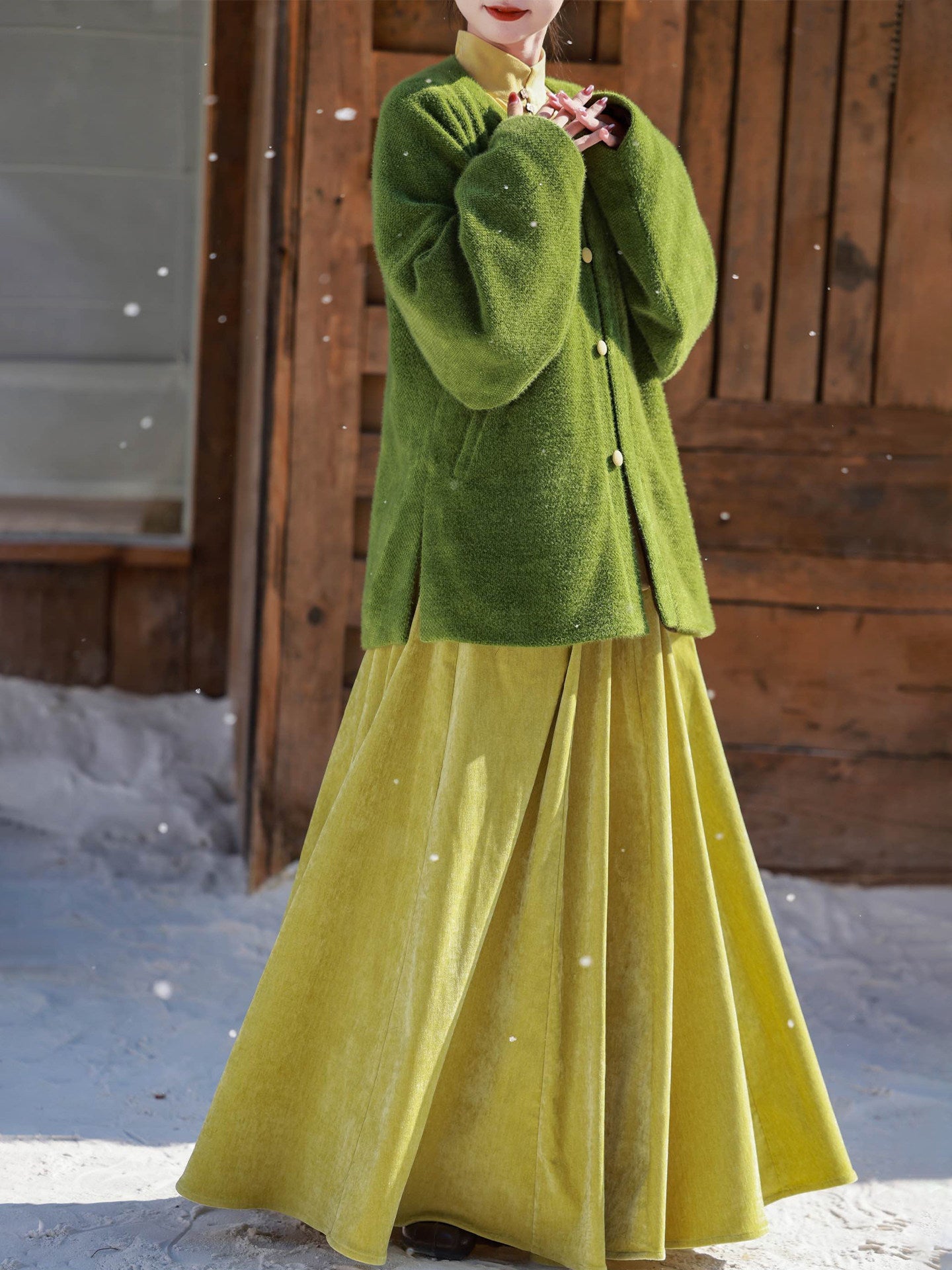 Chinese Round Collar Jacket & Elastic Skirt | Chuheng 初蘅