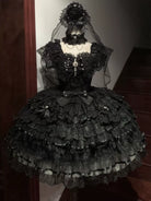 Feather's Ballad - Wedding Lolita JSK Dress, Tiered Ruffles
