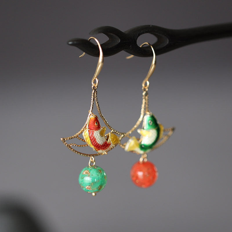 Double Blessing Koi Earrings | Cheongsam Jewelry