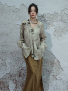 New Chinese Style Vintage Ink Butterfly Shadow V-Neck Shirt