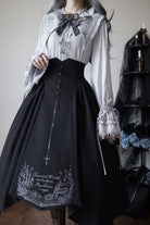 Chris House Lolita - Witch Notes - Gothic Lolita Embroidered Dress Suit, Cross and Rose Print