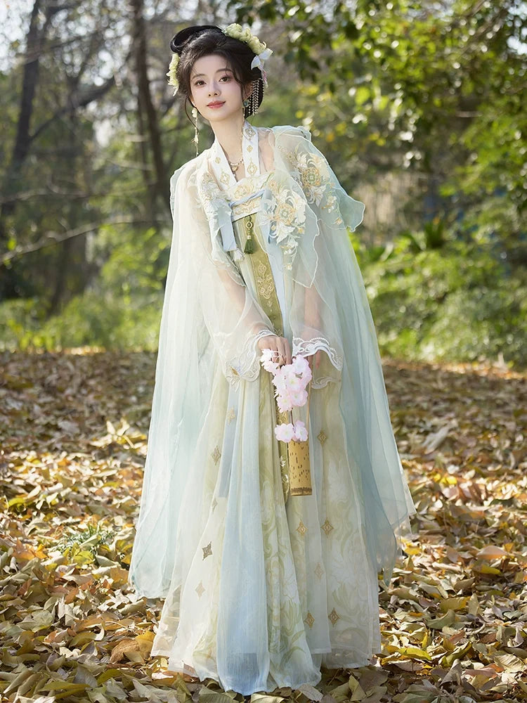 Youlan 幽兰 - Tang Dynasty Style Qixiong Ruqun with Cloak